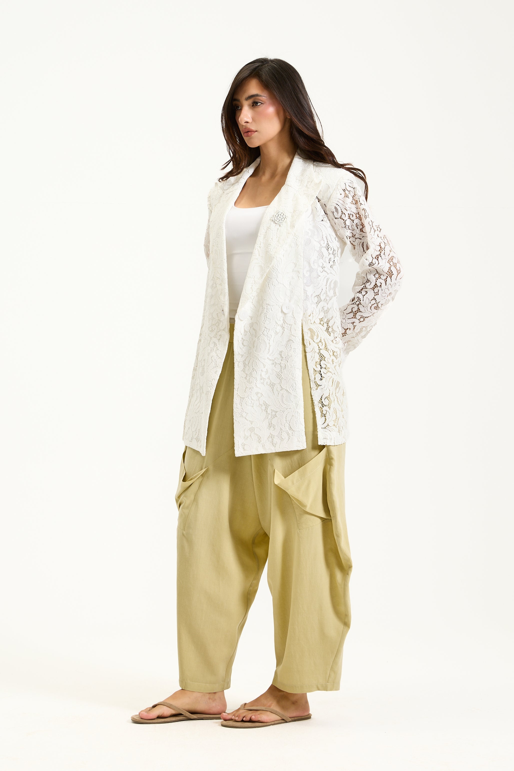 Lace Cut Front Blazer