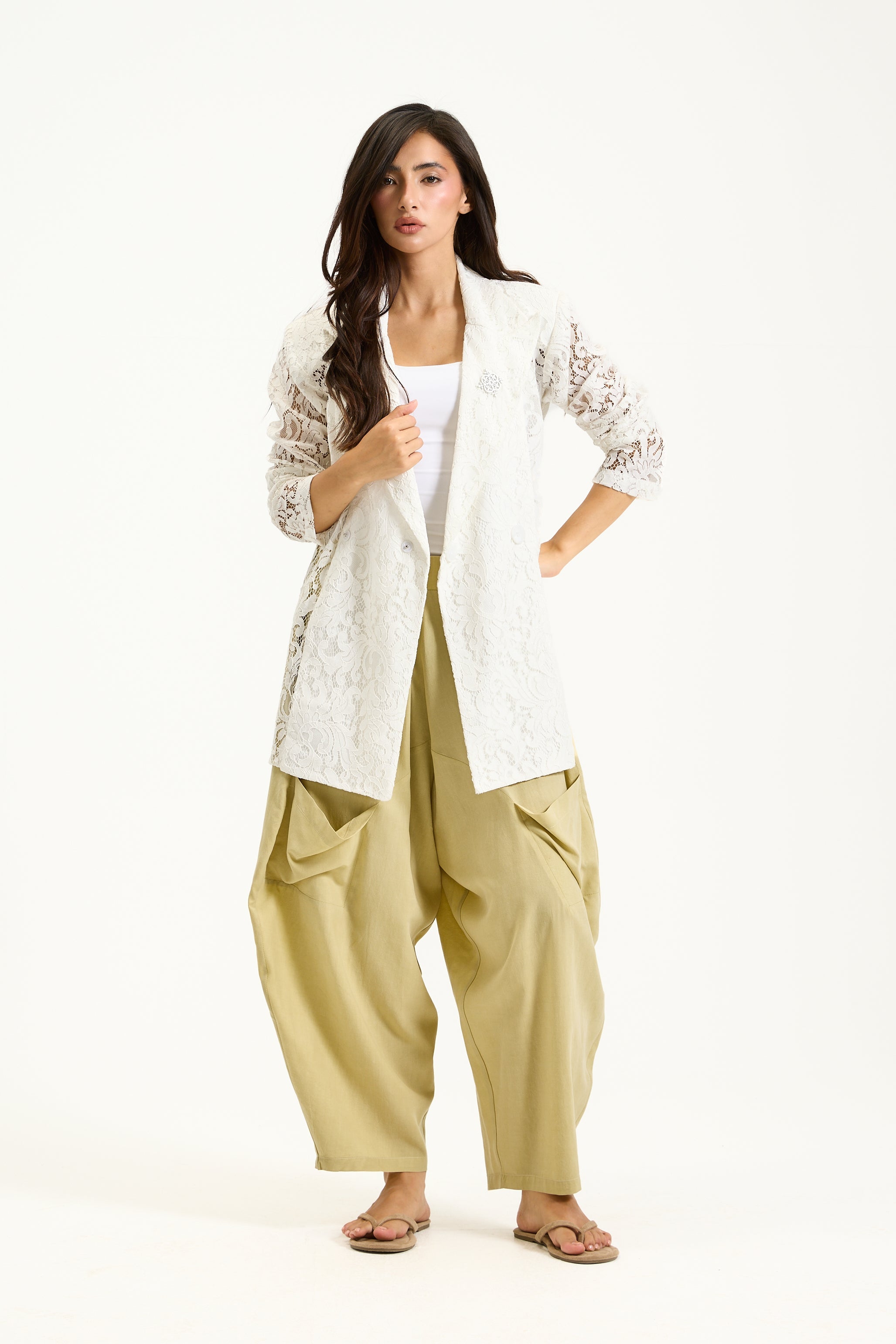 Lace Cut Front Blazer