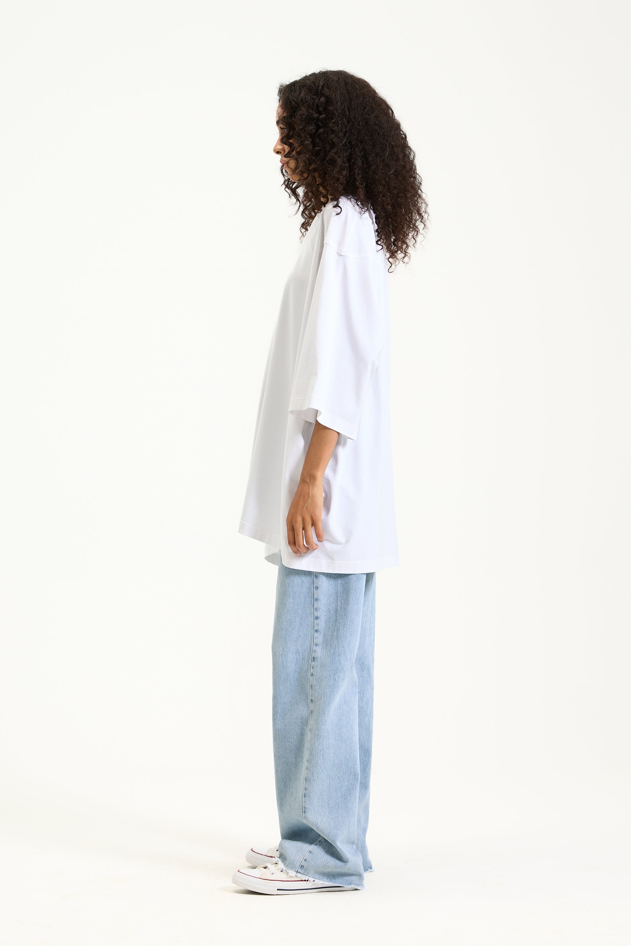 Quarter Sleeves Dress T-shirt White