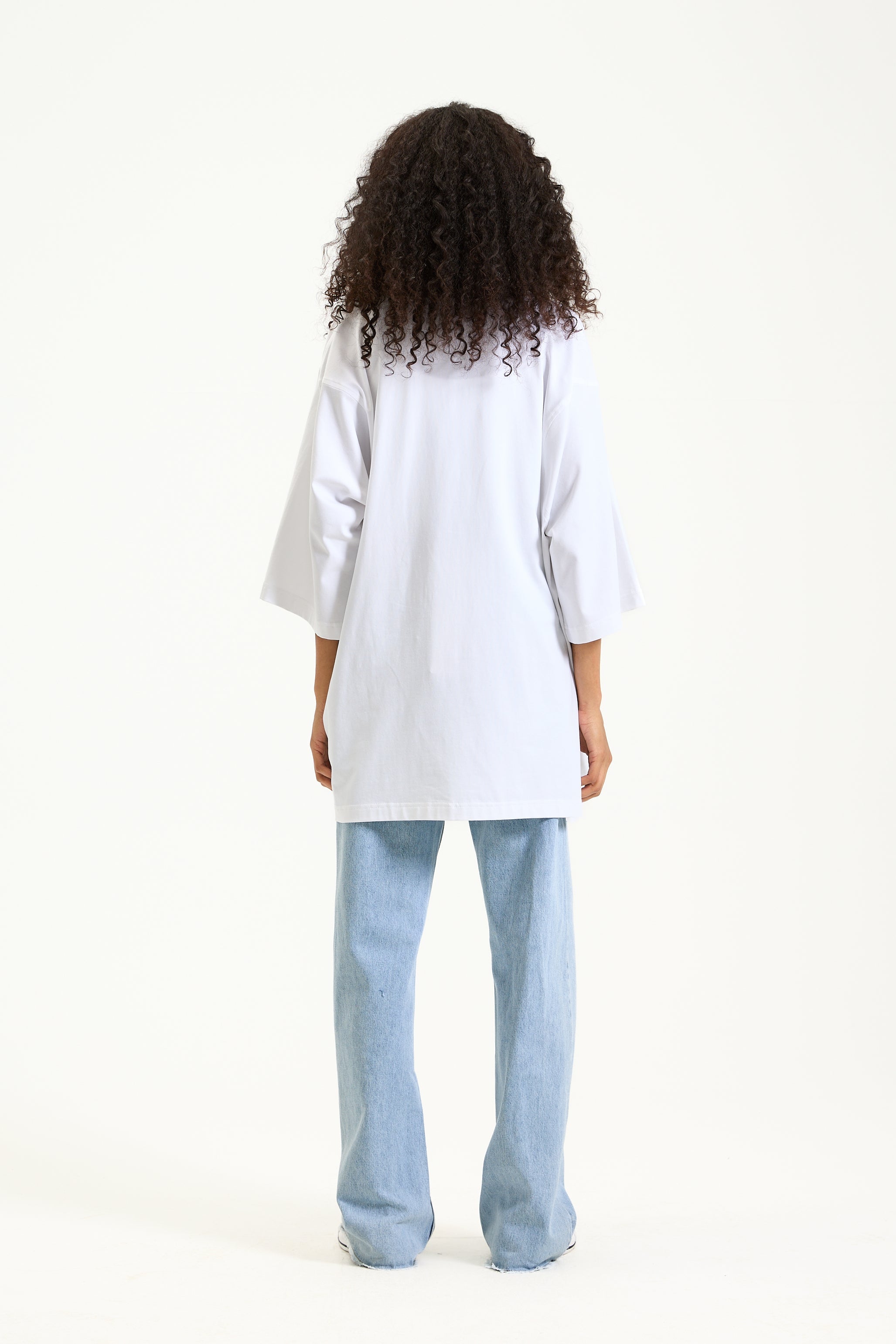 Quarter Sleeves Dress T-shirt White