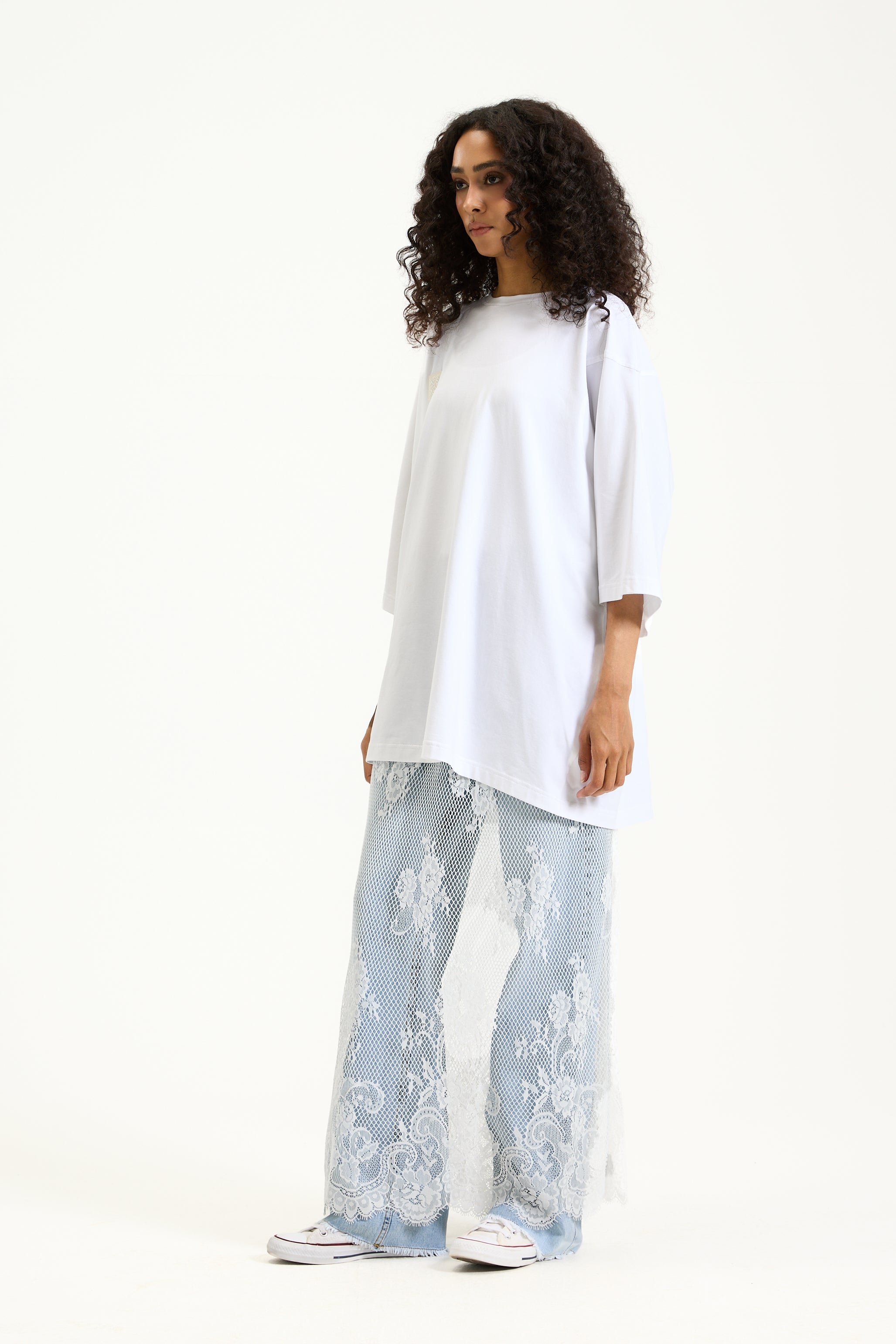 White lace skirt