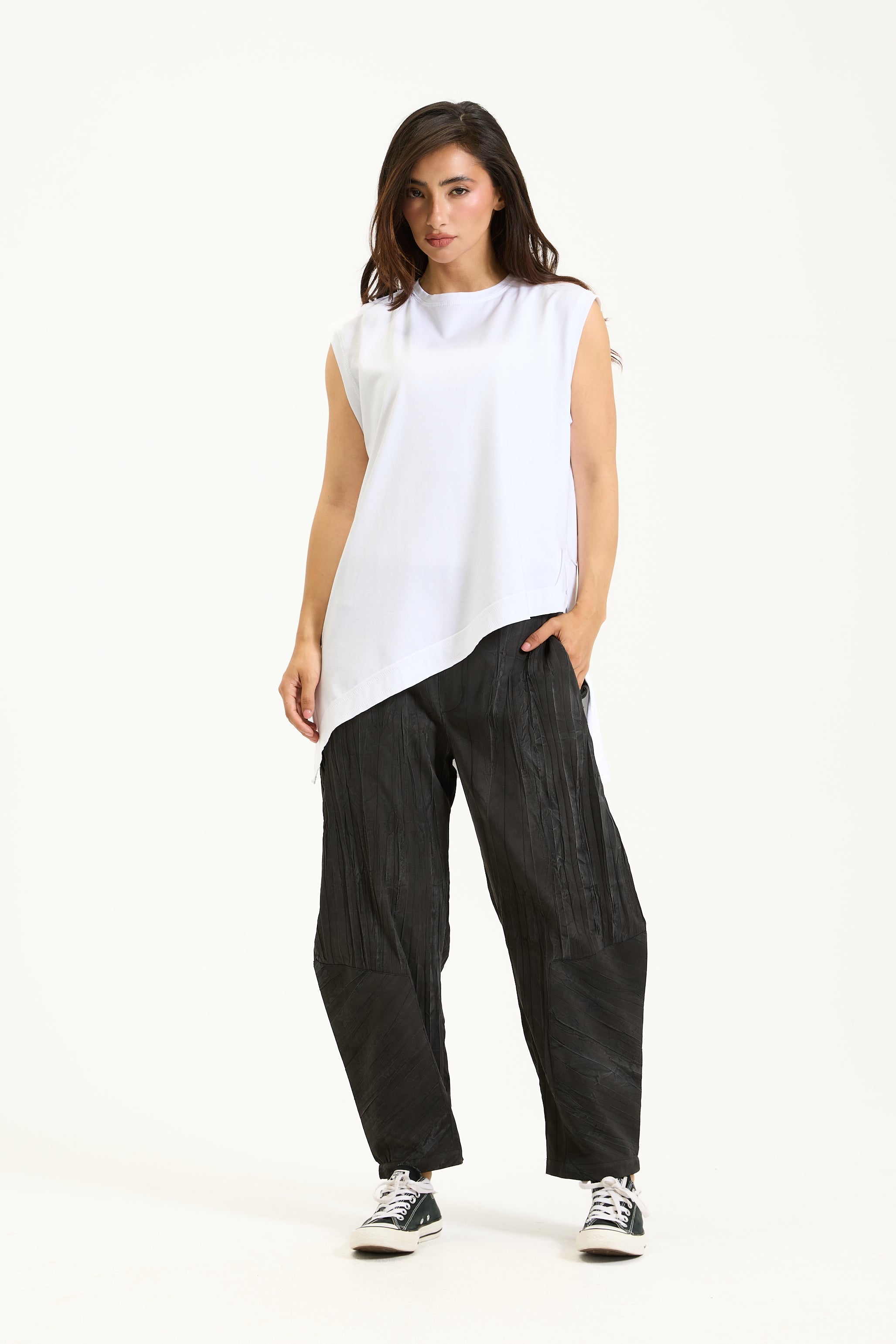 High Low sleeveless Asymmetrical T-shirt