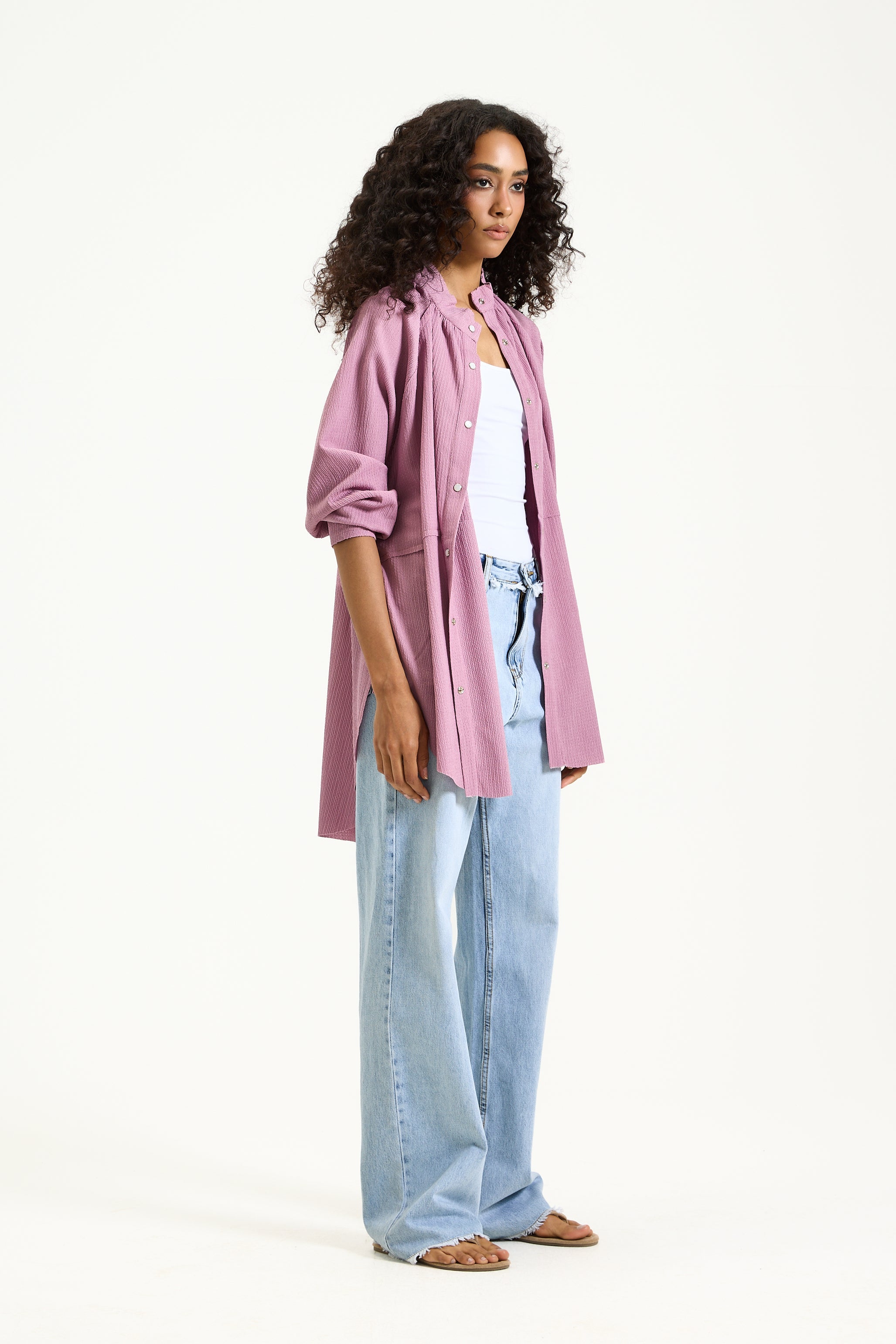 Crushed oversize shirt in lilac