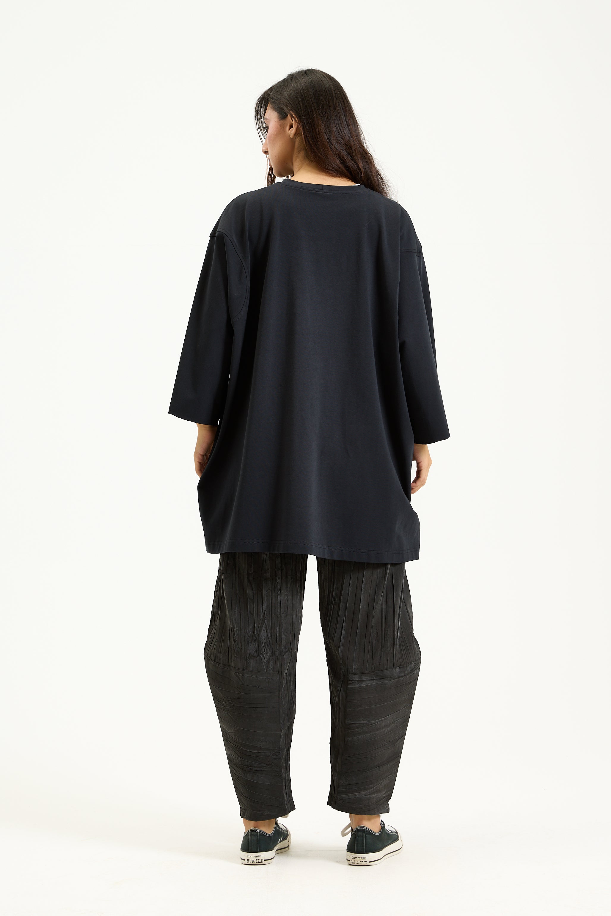 Quarter Sleeves Dress T-shirt Black