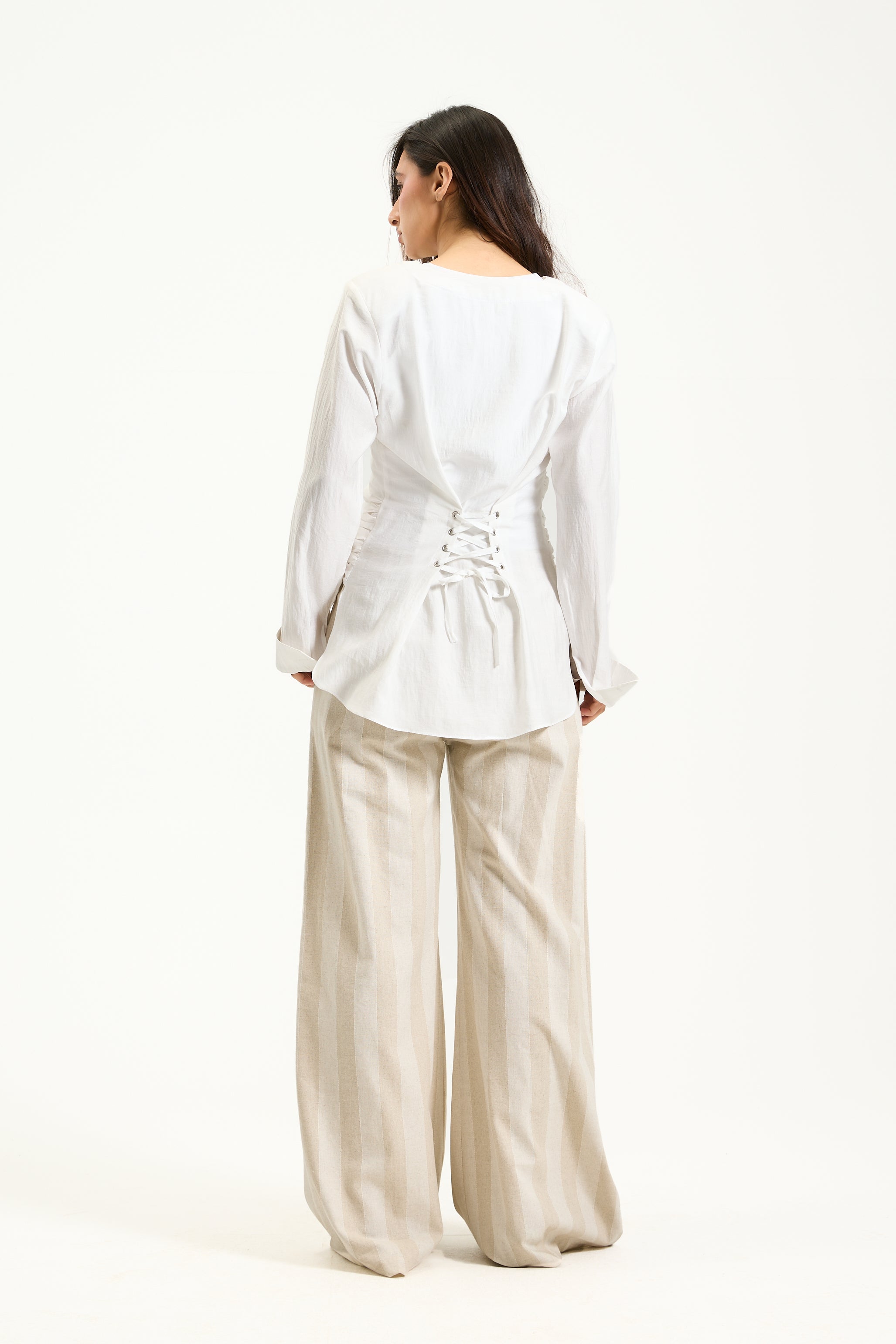 Draped Waist Bold Shoulder Top