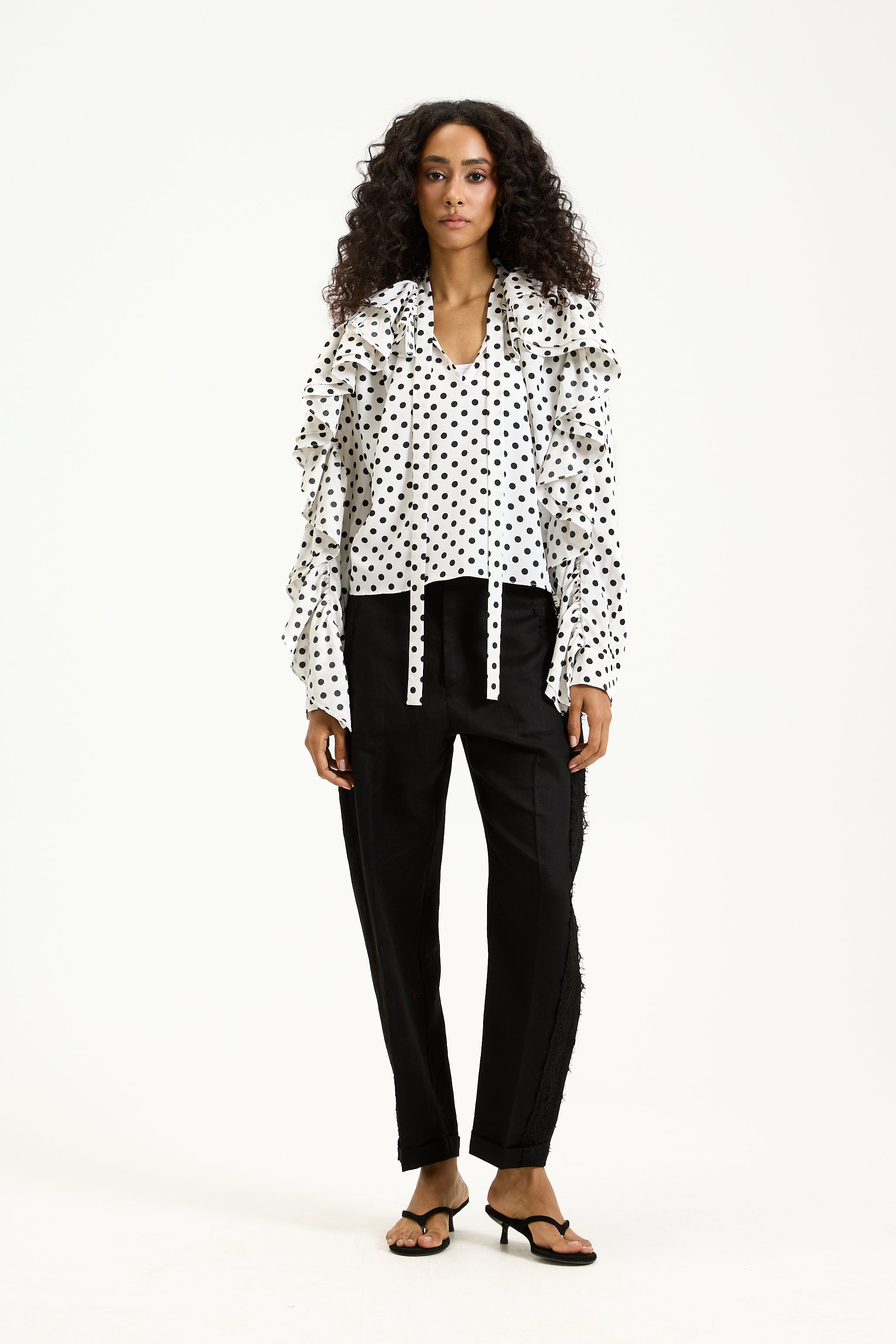 Polka Dotts Ruffle Top