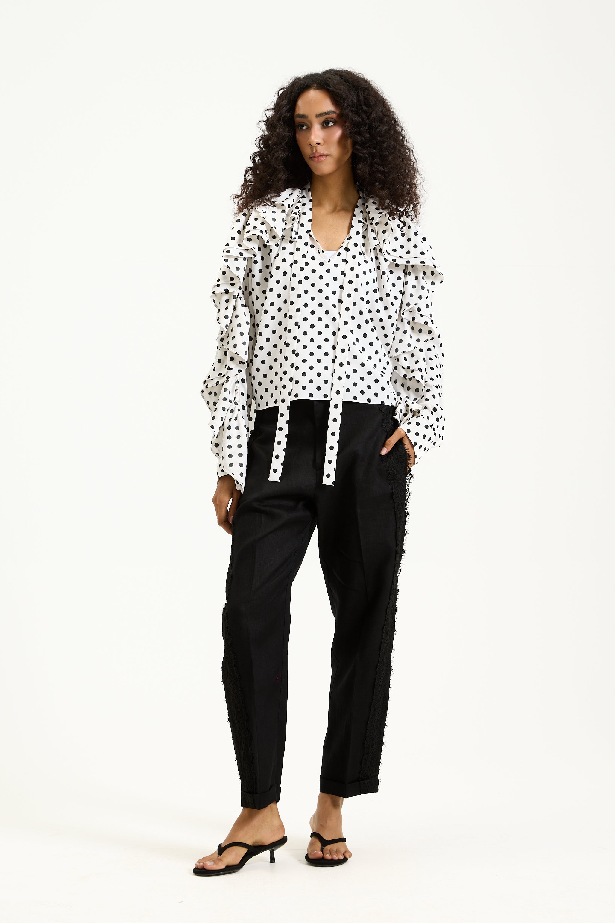 Polka Dotts Ruffle Top