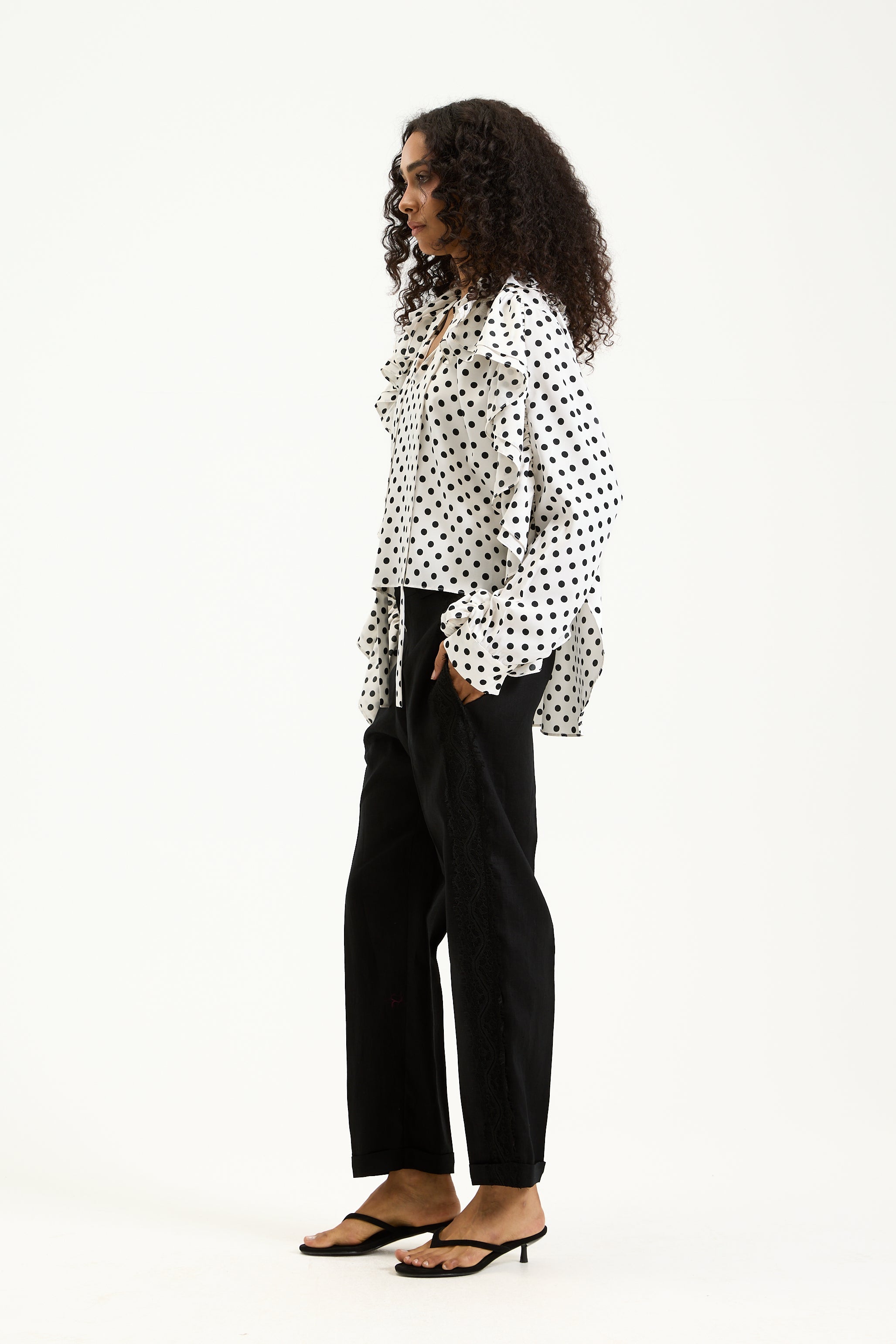 Polka Dotts Ruffle Top