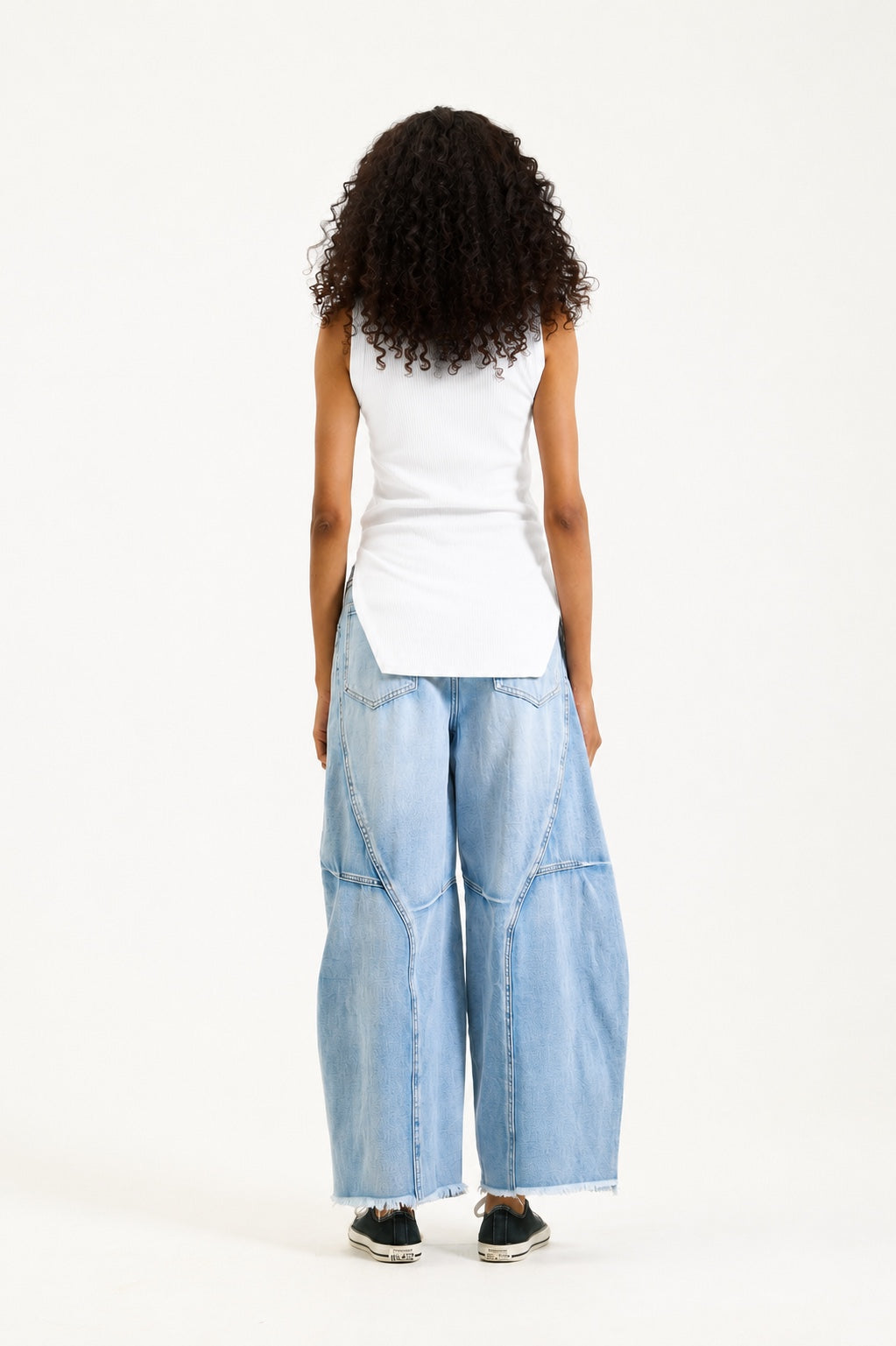 White Sleeveless Ribbed High Low T-Shirt