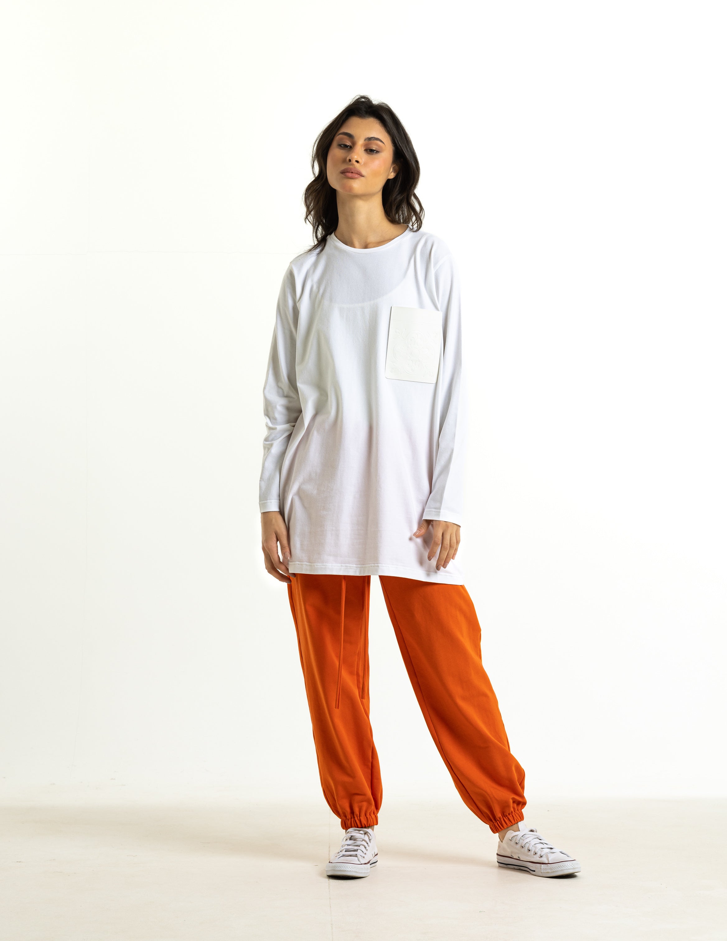 Logo Pocket T-Shirt Dress In White