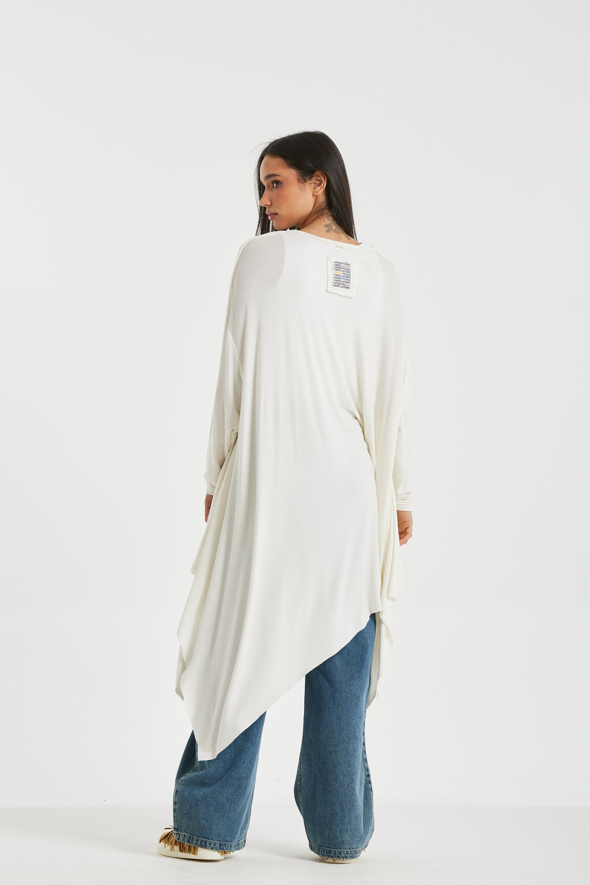 Asymmetrical Long Top In Off White