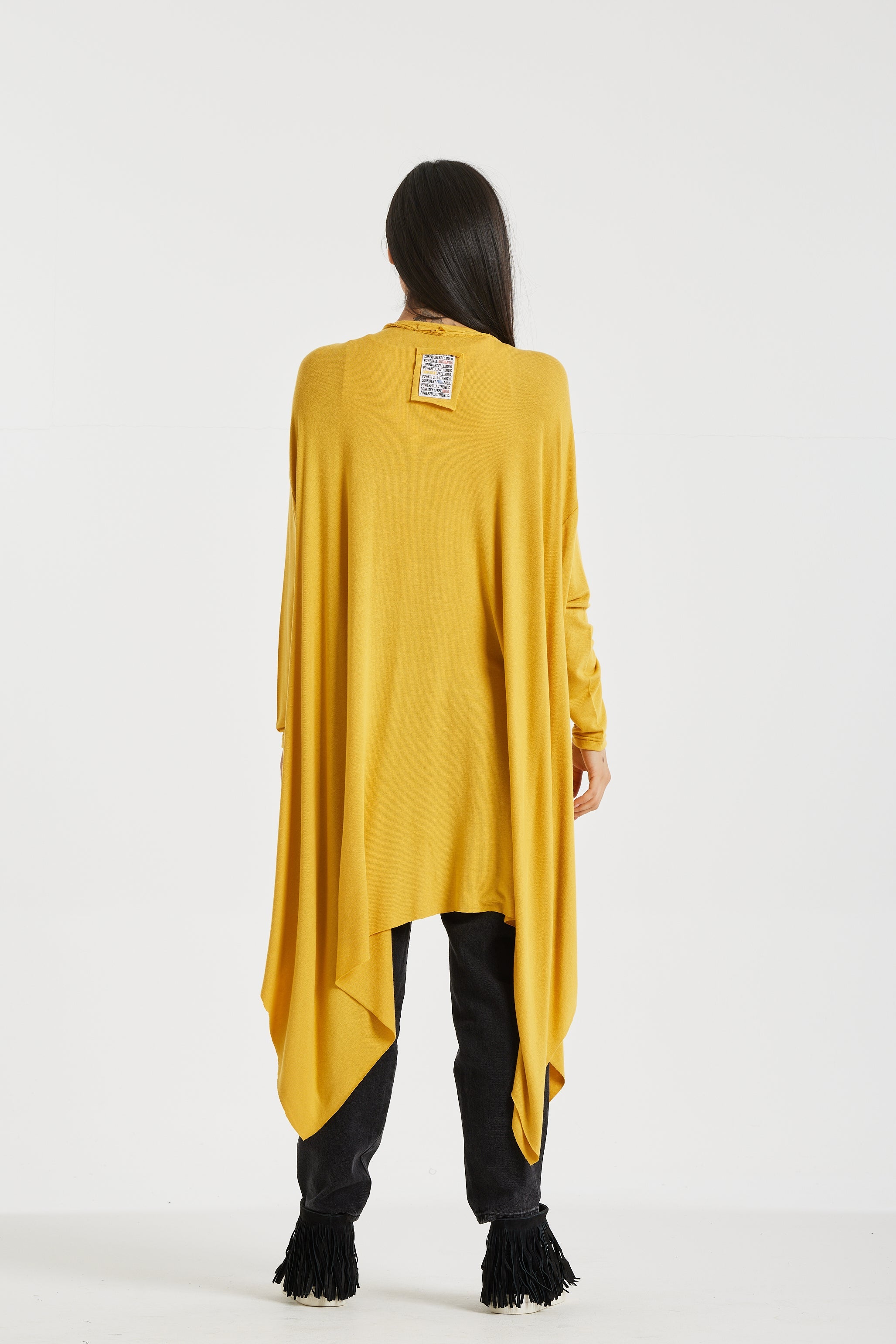 Asymmetrical Long Top In Mustard